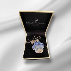 Killarney Crystal Paw Print Pendant Necklace Blue And Clear Crystals